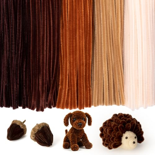 Caydo 500 Stück braune Pfeifenreiniger, Chenille-Stiele, Pfeifenreiniger, Basteln für DIY Kunst und Bastelprojekte, kreative Geschenk-Party-Dekorationen