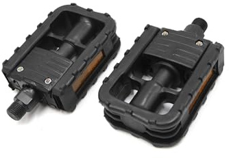 A ABSOPRO Black Plastic MTB Bike Non-slip Folding Platform Pedals Pair Item Replacement