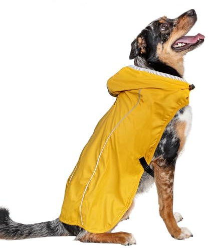 FRELIPET Hundemantel für große und kleine Hunde, Winddicht, reflektierende Hundejacke, Hundepullover, Regenmantel Hund, Warnweste | Wasserabweisend, Outdoor, mit Kapuze (2XL)