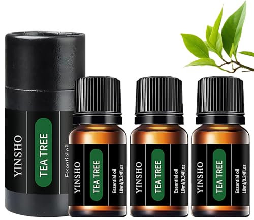 3 Stück Teebaumöl Bio 10ml, Natural Organic Tea Tree Essential Oil, Reines Teebaumöl für Aromatherapie-Diffuser und Körperpflege Natürliche Haut-und Gesichtspflege
