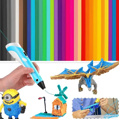 Jyvex 220 Recambios de filamento de lápiz de impresora 3D para 3Doodler Start, 22 colores de filamento PCL (15 cm), baja temperatura de impresión y brillo en la oscuridad, compatible con lápiz 3D para