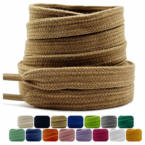 Dafannis Cordones Planos de Algodón, 9 mm de Ancho Cordones Muy Resistentes Zapatos Para Correr, Cordones Zapatillas Deporte, 2 Pares Cordones Zapatos de Repuesto de Primera Calidad