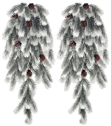 2 rami di abete artificiali, lunghi, 74 cm, piante artificiali, rami di pino, rami di pino, rami di pino, rami di Natale (bianco)