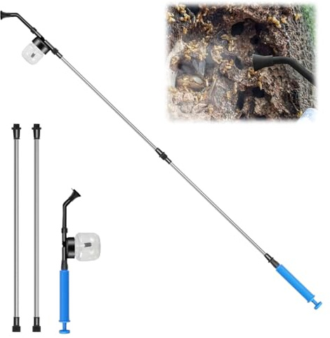 Plumeau en poudre de terre de diatomée - 42 cm - Avec longueur réglable - Pulvérisateur à pression pour plantes - Pulvérisateur multi-usages pour l'intérieur et l'extérieur