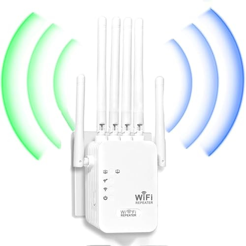 Ripetitore WiFi, Amplificatore WiFi,wifi extender, 6 Potenti Antenne Esterne Copertura Fino a 10,000 ㎡, 2 Portes LAN,Adatto Per uffici e Abitazioni, Facile da Installare (Bianco)