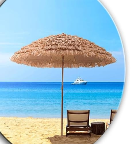 Tropical Beach Umbrella 240cm/8ft, Portable Straw Parasol for Garden & Pool, Adjustable Exotic Sunshade, Perfect for Outdoor Relaxation & Summer Fun
