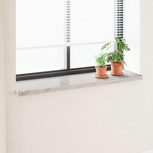 Soglia Finestra PVC 120x40x4,5 cm Texture Marmo, Davanzale Interno Esterno Impermeabile Facile da Pulire con Tappi Laterali