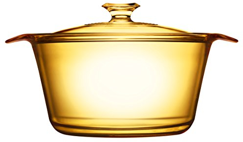 VISIONS Pyroceram Flair - Olla con Tapa de Cristal, 5,5 L, Color marrón