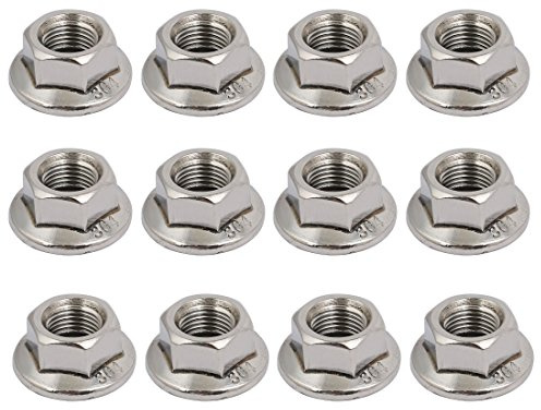 sourcing map 12 Stück M10 x 1,5mm Pitch Flanschmuttern Metric Feine Gewinde 304 Edelstahl Hex Flansch Mutter