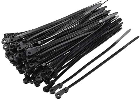 sourcing map Mount Head Cable Zip Ties 6 Inch Screw Hole Nylon Wire Strap Black 50pcs