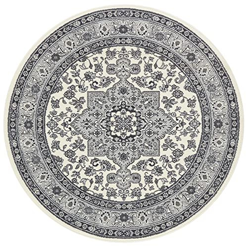 Hanse Home Nouristan Mirkan Orient Teppich Rund – Wohnzimmerteppich Orientalisch Kurzflor Vintage Orientalischer Teppich für Esszimmer, Wohnzimmer, Schlafzimmer – Rot, 160cm