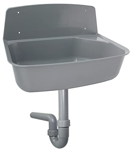 OTTO HAAS KG Ausgussbecken mit PP Spülensiphon DN50 Grau, 100% Recycling Kunststoff, Wandmontage, 526x342x367 mm