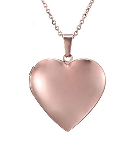 PAURO Kvinnors rostfritt stål kärlek hjärta medaljong halsband e rostfritt stål, colore: Rose Gold, Large, cod. D31220201118W5