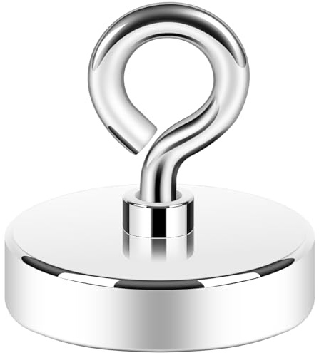 Neosmuk Fishing Magnet, 220 lb+ Pull Strong CNC Machined Metal Base with High Powered Magnets, 1.75” Large Magnet for Remover, Super Strength Magnets with Handle for Lifting and Pick up