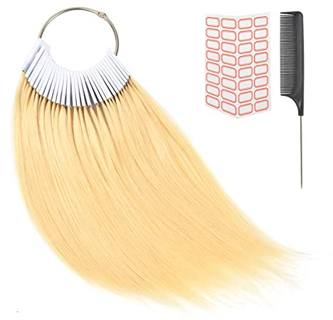 30 Stück 8 Zoll Echthaare Haare Swatches Testen Farbmuster Haarfarbringe für Haarverlängerungen Salon Haare Strähnen Set (Blond)