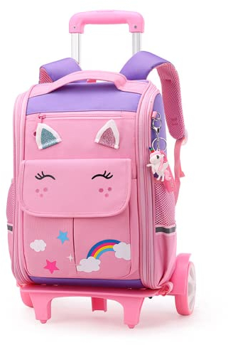 Trolley Rucksack mit großes Laufrad, Rucksack Rollen Trolleytasche,16 Zoll Nylon Jungen Maedchen Trolley Schulranzen Kinder Schultrolley Geeignet für Schule und Reise