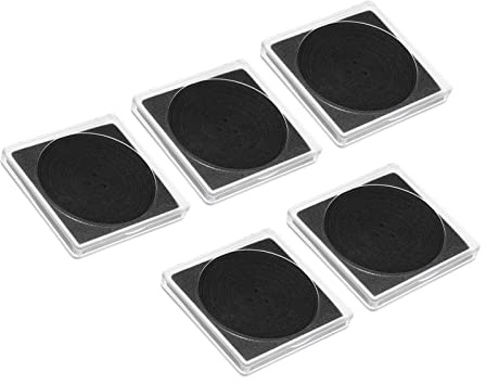 PATIKIL Monedas Presión Soporte, 5 Paquete Moneda Colección Estuche Cuadrado con Monedas Exhibición Cuadro Ajuste 18/23/28/33/38mm Monedas para Coleccionista Colección, Claro Negro