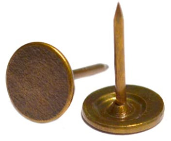 100 Pcs Bronze Flat Head Nail Vintage Decorative Round Tacks Brass Upholstery Snag Thumb Stud Antique Copper Push Pin for Furniture Sofa Chair Wood Case (Head Dia:1/2, Height:3/4)
