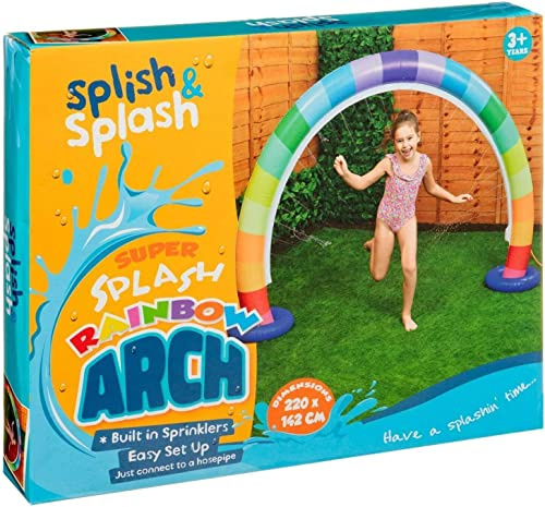 Garden Rainbow Arch Sprinkler Hour Of Fun In Hot Summer - Sturdy Construction - Adjustable Water Flow - Easy Installation Plastic Or Metal - 142 x 220cm