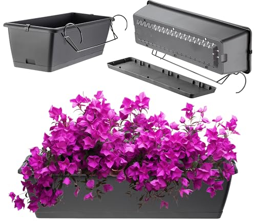 KADAX Fioriera 60 cm, in plastica, resistente alle intemperie e robusta, ideale per balconi, terrazze e davanzali