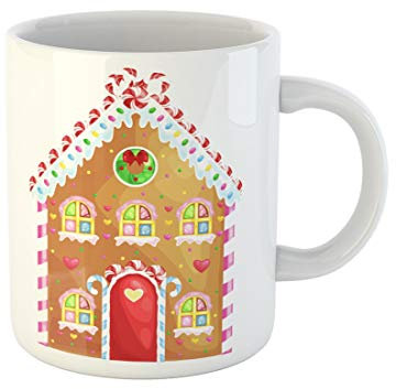 874 Tazza In Ceramica Casetta Di Marzapane Decorata Con Glassa Di Caramelle E Biscotti Natalizi Di Zucchero Divertenti Tazze Originali Di Caffee Particolari Tazze 330Ml Per Festa,Idee Regalo