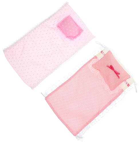 TOYANDONA Doll House Bedding Kit 2 Pcs Doll House Bed Sheets and 2 Pcs Pillows Mini Bedding Set Cloth Bedroom Accessories for Mini Bed Decor