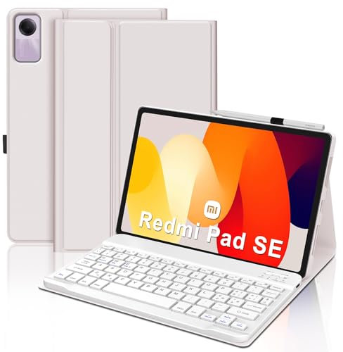 SENGBIRCH Custodia con Tastiera Xiaomi Redmi Pad SE 11, Tastiera Italiano per Xiaomi Tablet Redmi Pad SE, Cover Xiaomi Redmi Pad SE con Tastiera, Tastiera Wireless, Bluetooth 5.0, Smart Cover, Rosa