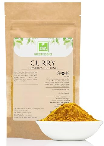 Curry 250g, Indisches Curry Gewürz von Green Essence | Curry Pulver 250 g, Orientalische Küche, Golden Curry, Gewürzmischung zum Kochen, Glutamatfrei, Currypulver, 250 Gramm