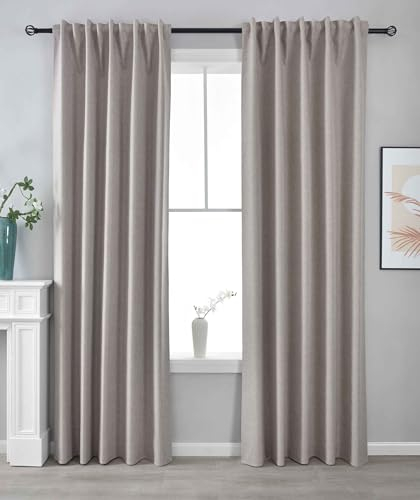Gardinenbox 2er Set Verdunkelungsvorhänge 100% Verdunkelung HxB 245x140 cm Taupe »Boston Dark« mit Multibandaufhängung, 2023600-2