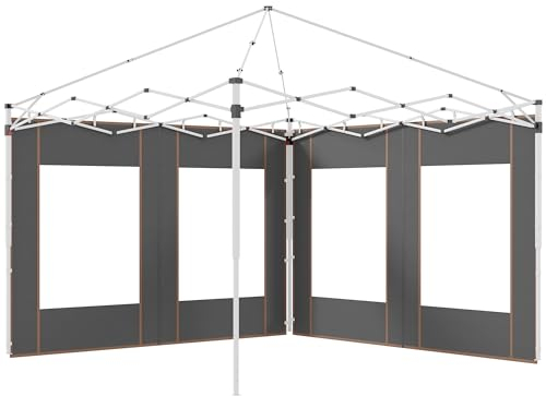 Outsunny Set 2 Pareti Laterali per Gazebo 3x6m e 3x3 m, Teli per Gazebo in Tessuto Oxford con Finestre e Cerniere, 295x195cm, Grigio