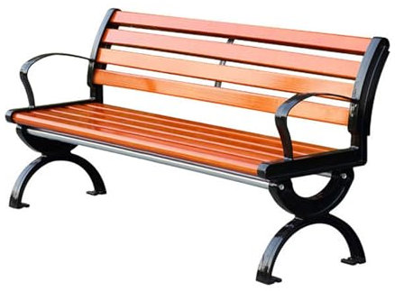 LOERSS Terrassen-gartenbank, Park-Veranda-Stuhl, Außenbänke Mit Rückenlehne Und Armlehnen, Parkbank, Bänke Aus Metall Und Holz, Veranda-Bank Für Hinterhof, Terrasse, Rasen, Außenpool(59in/150cm)