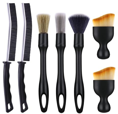 GOLDEROC Lot de 7 pinceaux de nettoyage pour voiture - Brosse de nettoyage pour intérieur de voiture - Brosse de nettoyage des joints de voiture - Brosse de nettoyage pour voiture - Brosse à poussière
