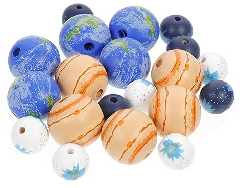 KONTONTY 20stücke Teiliges Holzperlen Großen Löchern Bunte Runde Holzperlen Für Schmuckherstellung Diy Armbänder Und Halsketten Geeignet Für Junge Mädchen Und Erwachsene Dekorative Perlen f