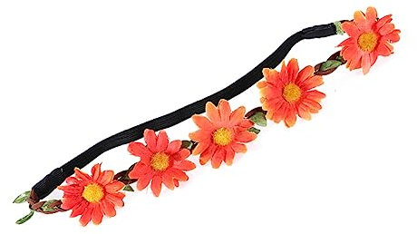 Gogogmee 5stücke Hawaiianische Sonnenblumen Stirnband Blumenkranz Blumen Haarband Simuliertes Blumen Haarschmuck Party Kopfbedeckung Strand Thema Lagerfeuerparty Orange