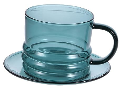 Mikinona 1satz Dickem Glas Kaffee Und Teetasse Mit Unterteller Hitzebeständig Für Zuhause Cafés Und Partys Für Heiße Und Kalte Getränke