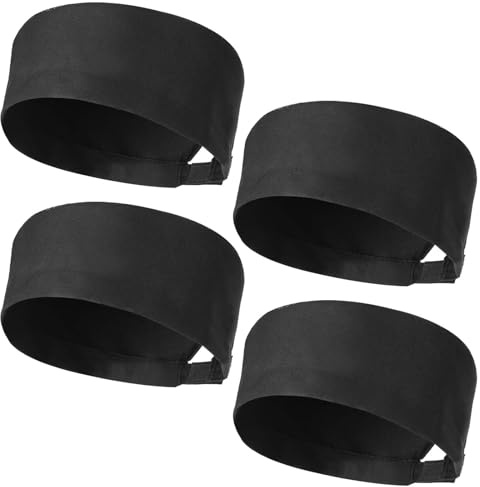 KALIONE 4 Stück Küche Kopfbedeckung Herren Koch Mütze Küche Kochmütze Küche Kopfhaube Damen Schwarze Verstellbare Küchenchefmützen, Atmungsaktivem Oberteil Sushi Mütze Erwachsene, Gourmetmützen