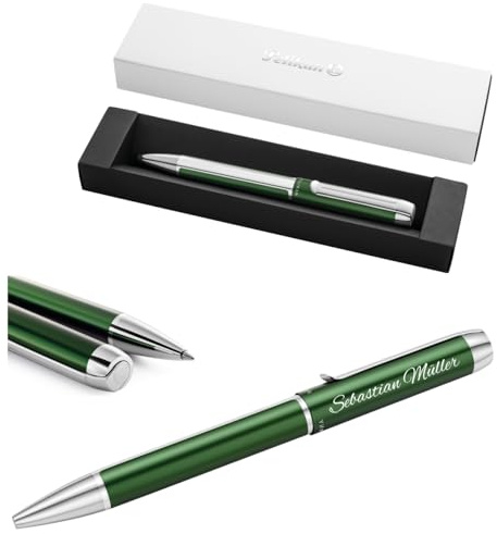 Pelikan Kugelschreiber Pura® K40 mit Gravur Geschenk - einzigartige Stifte mit Namen - Kugelschreiber personalisiert (Waldgrün)