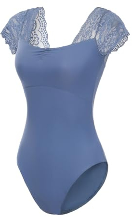 Lanbodance kurzärmeliger Gymnastikanzug für Damen, für Ballet, zum Tanzen, Ballerina-Tanzkostüm für Erwachsene