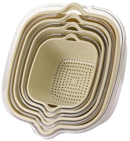Strainer Set - 8 Piece Drain Basket Set, Vegetable Washing Basket | Veggie Wash Salad Spinner Fruit Cleaner, Food Strainers, Strainers, Pasta Rice Strainer, 2-Tier Kitchen Utensil Tool, Thickened for