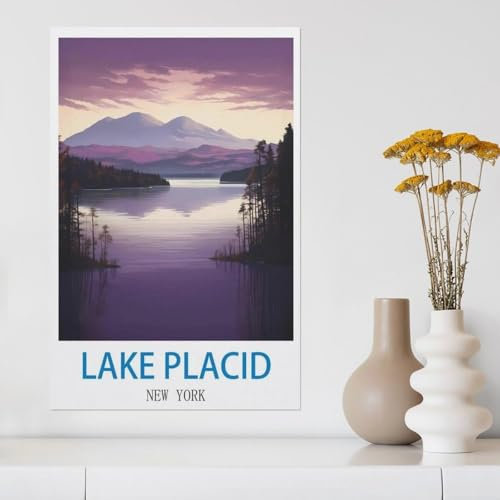Lake Placid New York，3D Puzzle 1000 Stück, Papier Montiert DIY Puzzle Montage Spielzeug Für Kinder, Papier Puzzle Papier Geschenk（38x26cm）-Y21