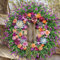Couronne de porte, 50 cm, pour printemps, été, toute l'année, fleurs artificielles, grandes couronnes de feuilles vertes, pour porte d'entrée, extérieur, fenêtre, mur, jardin, mariage, festival,