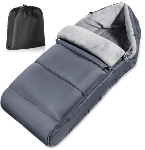 Saco Silla Paseo Universal Invierno, Impermeable Saco Universal Silla Paseo con Cremallera Ajustable, Saco Carro Bebe Invierno, Desmontable y Duradero, Tela Catiónica Caliente, GRIS