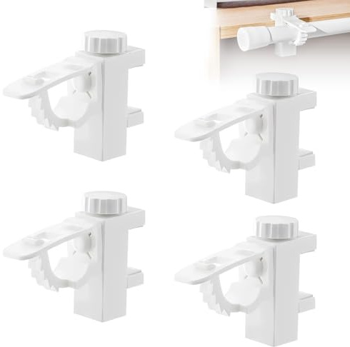 Support de Pince Porte Rideaux 4 Pièces Support Tringle Rideaux Réglables Supports pour Tringles à Rideau Support Fixation Tringle Rideau Pour Salon Bureau Chambre Armoire Penderie (Blanc)