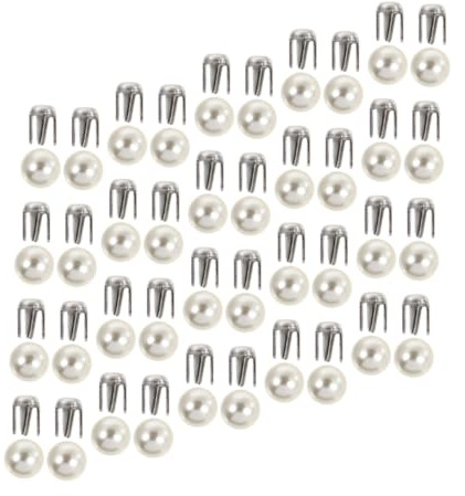 Angoily Perla Artificial 150 Juegos de Remaches Cuatro Garras Color Blanco, Resistentes Corrosión para Accesorios y Tocados para Manualidades DIY