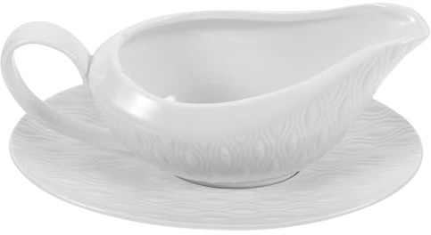 HOLIDYOYO Salsera de con Asa y Platillo Recipiente Seguro para Salsas Leche y Cremas para Cocina Cafeterías y Restaurantes
