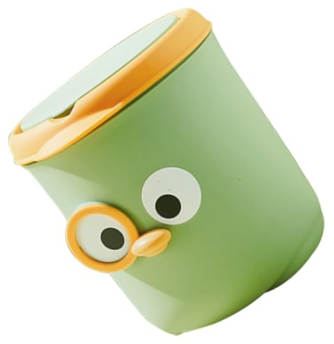 TOYANDONA Mini Poubelle de Table à Clapet en PP Vert Motif Dessin Animé