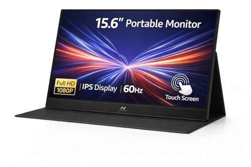 Monitor Portátil Táctil, Monitor Portatil 15.6 FHD IPS, Pantalla Portatil Externa 1080p 60Hz USB-C y HDMI, Funda con Soporte, Soporte VESA, Segunda Pantalla Para PC, Mac, Móvil, PS5, Xbox y Switch.