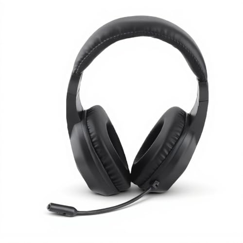 ASHATA Casque de Jeu sans Fil pour PC, Casque Bluetooth avec Microphone Omnidirectionnel, écouteurs de Jeu sur L'oreille, éclairage LED élégant, Pilotes 40 Mm (Version BT Noire + sans Fil)