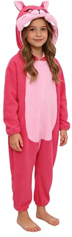 TSSOE Djurkostym, barn, långärmad, flanell, jumpsuit, pojke, flicka, karneval, temafest, B Rosa räv, 9-10 �r