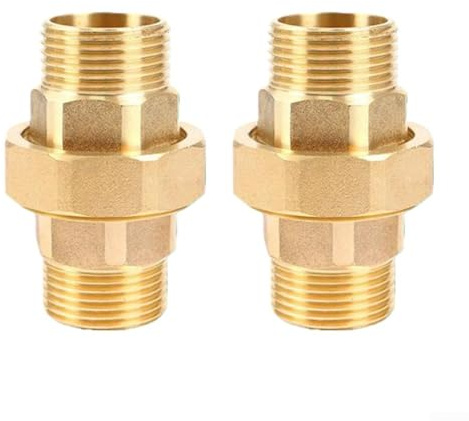 Raccordi per tubi in ottone, doppia filettatura esterna, confezione da 2 connettori filettati maschio, raccordi in ottone resistente per impianti idraulici e idrici (2,5 cm)
